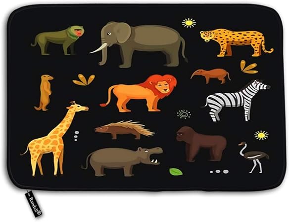 Amazon Com Randell Doormat For Bathroom And Livingroom African Animals Cartoon Set Elephant Rhino Giraffe Cheetah Zebra Hyena Lion Hippo Crocodile Non Slip Doormat 23 6 W X 15 7 L Garden Outdoor