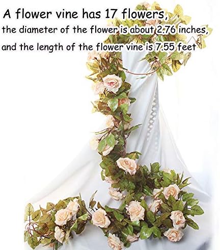 偽のバラのつる花植物人工花吊りローズアイビーホームホテルオフィス結婚式パーティーガーデンクラフトアート装飾17花各4色 B0cp9wrf 3 297円