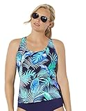 Swimsuits for All Women's Plus Size Blue Purple Swirl Tankini Top