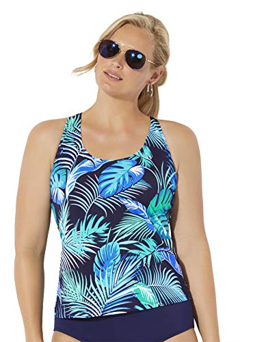 Swimsuits for All Women's Plus Size Blue Purple Swirl Tankini Top