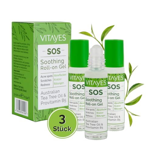 51HV3NwUSmL Vitayes Sos Bio Teebaumöl Roller 3X10 Ml – Ätherisches Öl Gegen Pickel, Akne &Amp; Hautunreinheiten – Roll-On Stift Mit Vitamin B5 – Vegan &Amp; Tierversuchsfrei