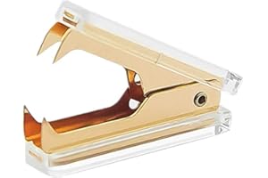 MEI YI TIAN 1 Pack Gold Staple Remover Clear Acrylic Golden Glitter Metal Jaws Staples Puller Removal Tool for Home Office School Supplies Desktop Accessories (1)