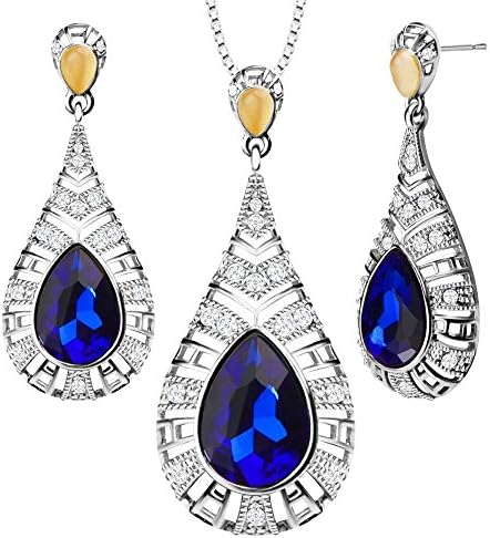 Women New 18K Gold Plated Water Drop Crystal Stone Casual Jewelry Pendant Necklaces Earrings S20097