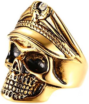JC Fashion Jewelry Men's Gothic Skull Stainless Steel Army Officer Eagle Cap Reaper Biker Band Style Rings,Size 8-12 (8)