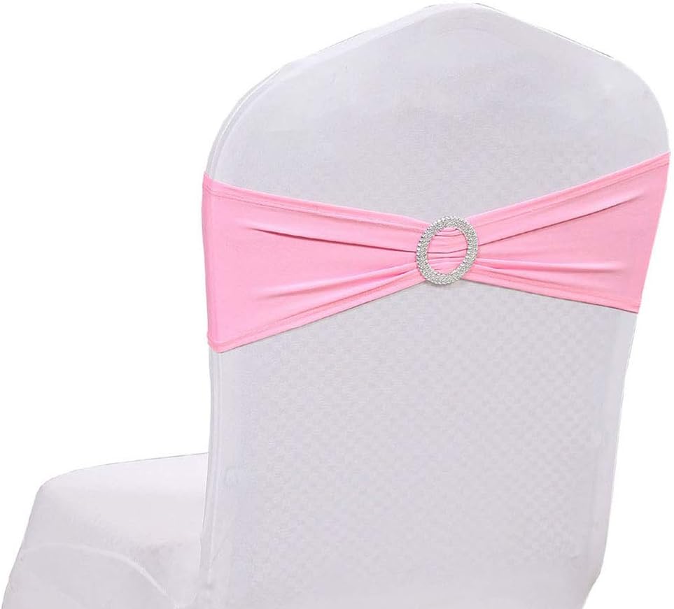 mds Pack of 50 Spandex Chair Sashes Bow sash Elastic Chair Bands Ties with Buckle for Wedding and Events Decoration Lycra Slider Sashes Bow - Baby Blue: Furniture & Decor