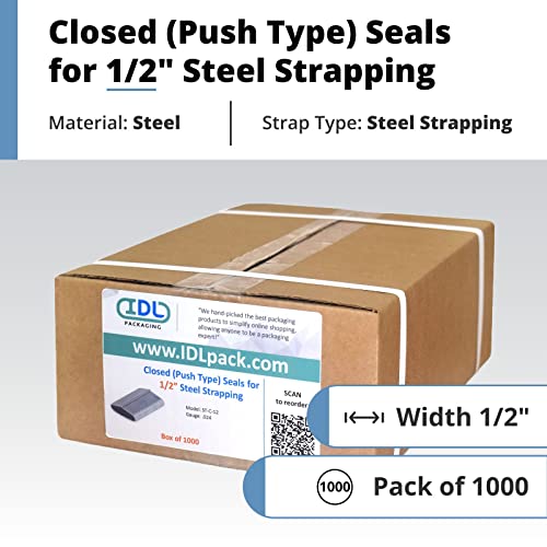 IDL Packaging Closed (Push Type) Seals For 1/2" Strap Width Steel