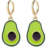 Colorful Fruit Enamel Drop Earrings Cute Lightweight Hoop Strawberry Watermelon Avocado Lemon Shape Earring for Women
