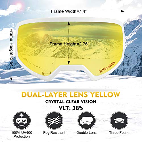 JetBlaze Ski Goggles, OTG Snowboard Goggles (Yellow)