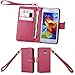 Wisdompro Wallet Case for Samsung Galaxy S5 Mini, PU Leather Flip Folio Protective Phone Case Cover with Magnetic Closure, Wrist Strap and Card Holder Slots for S5 Mini - Hot Pink