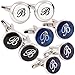 H&H HJ Men's 2PCS Rhodium Plated Cufflinks Silver Initial Letter Shirt Wedding Business 1 Pair Set 4 Color A-Z