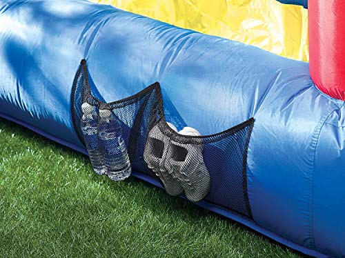 Little Tikes Jump 'n Slide Bouncer with Arched Canopy Overhead Cover, Plus Heavy Duty Blower, Stakes, Repair Patches, and Storage Bag |3-Kid Capacity, Ages 3-8 Years