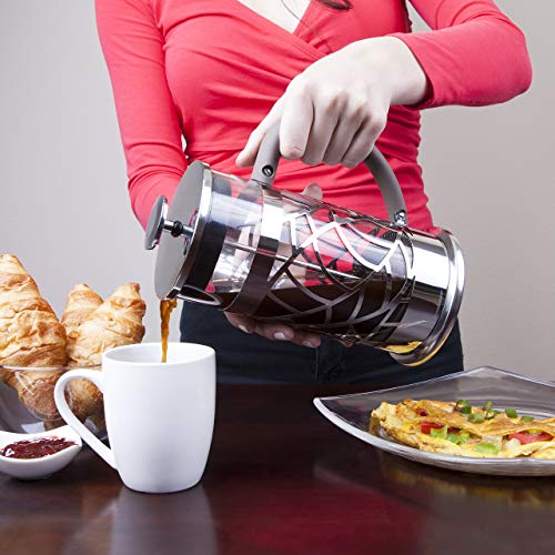 image for Cofina French Press Coffee Maker - 34 oz Large Stainless Steel & Glass