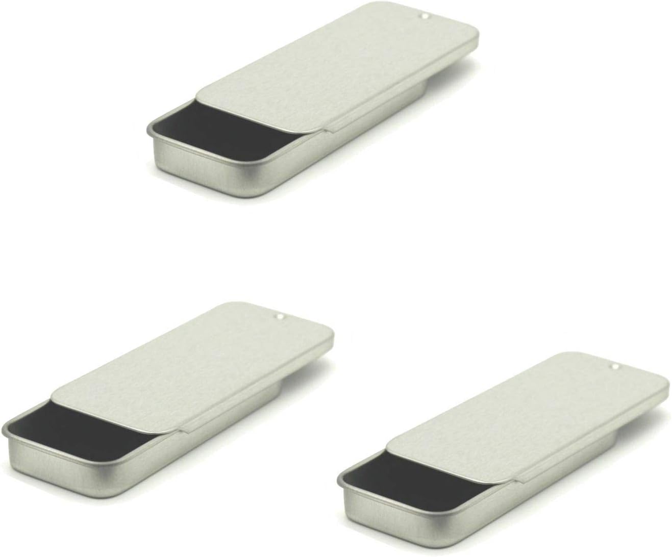 MagnaKoys Metal Slide Top Tin Containers for Crafts Geocache & Storage Survival Gear (Pack of 3)