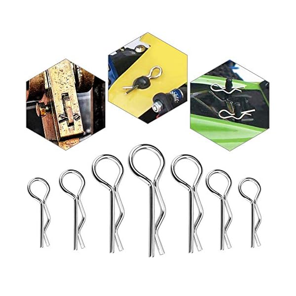 TANCUDER 120 Stück Edelstahl Federstecker RC Body Clips Langlebiges Federsplinte Federvorstecker Multifunktions RC… – Bild 5