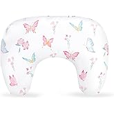 New Nursing Pillow Cover, Breastfeeding Pillow Cover for Baby Girls Boys, Soft Stretchy Nursing Pillowcase for Infant Newborn, Removable Slipcover for Nursing Pillows, Pink Butterfly(Only Cover)