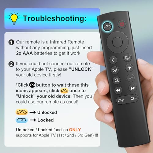 para Mando-Apple-TV, Universal Mando a Distancia para Apple TV 4K/HD (sin Siri ni Control por Voz)