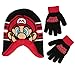 Nintendo Boys Winter Hat And Kids Gloves Set, Super Mario Beanie For Ages 4-7, Red/Black