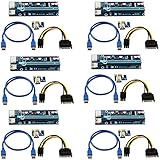 LONGXI (6 Pack) 6-Pin Powered PCI-E PCI Express Riser - VER 006C - 1X to 16X PCIE USB 3.0 Adapter Card - With USB Extension Cable - GPU Graphic Card Crypto Currency Mining