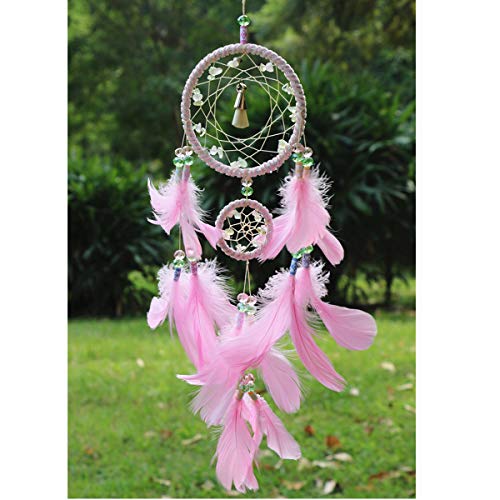 Dremisland Dreamcatcher Pink Dream Catchers Handmade Dream Catchers Wall Hanging Net with Feathers Room Decoration Ornament (Pink)