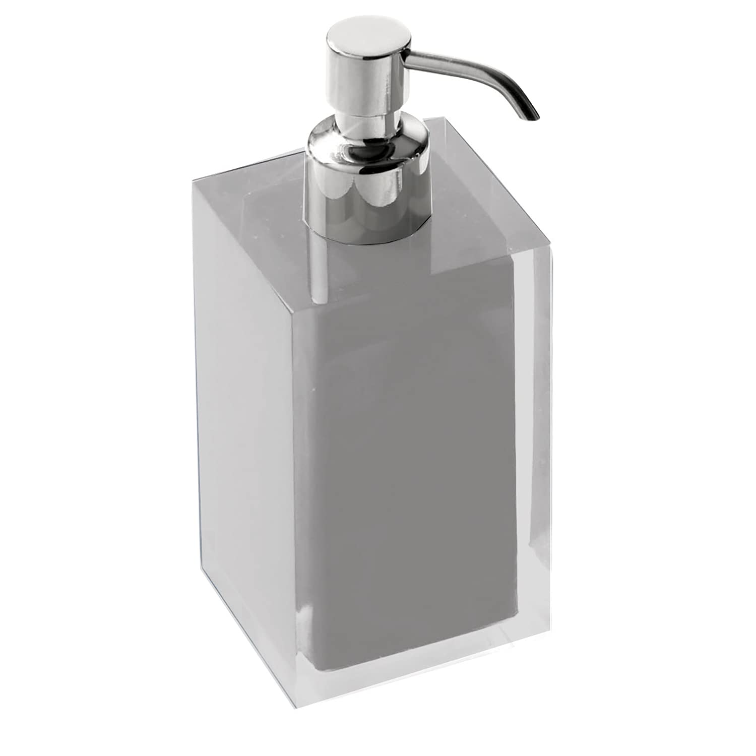 Gedy Bathroom Soap Dispenser, Resin, Grey (Silver), 16.2 x 7 x 7 cm