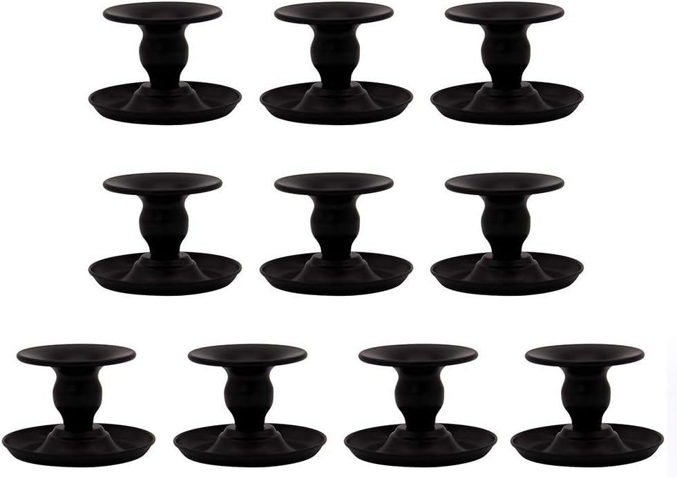 Vincidern Black Iron Taper Candle Holders Decor for Pillar Candle, Candlestick Holder, Candlelight Stand for Dining Table, Home Decor, Christmas Centerpieces (Pack of 10)