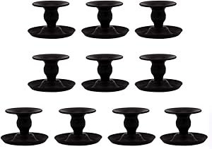 Vincidern Black Iron Taper Candle Holders Decor for Pillar Candle, Candlestick Holder, Candlelight Stand for Dining Table, Home Decor, Christmas Centerpieces (Pack of 10)