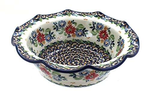 Click Here to See More Images Polish Pottery Red Sunset Small Scallop Serving Disdh