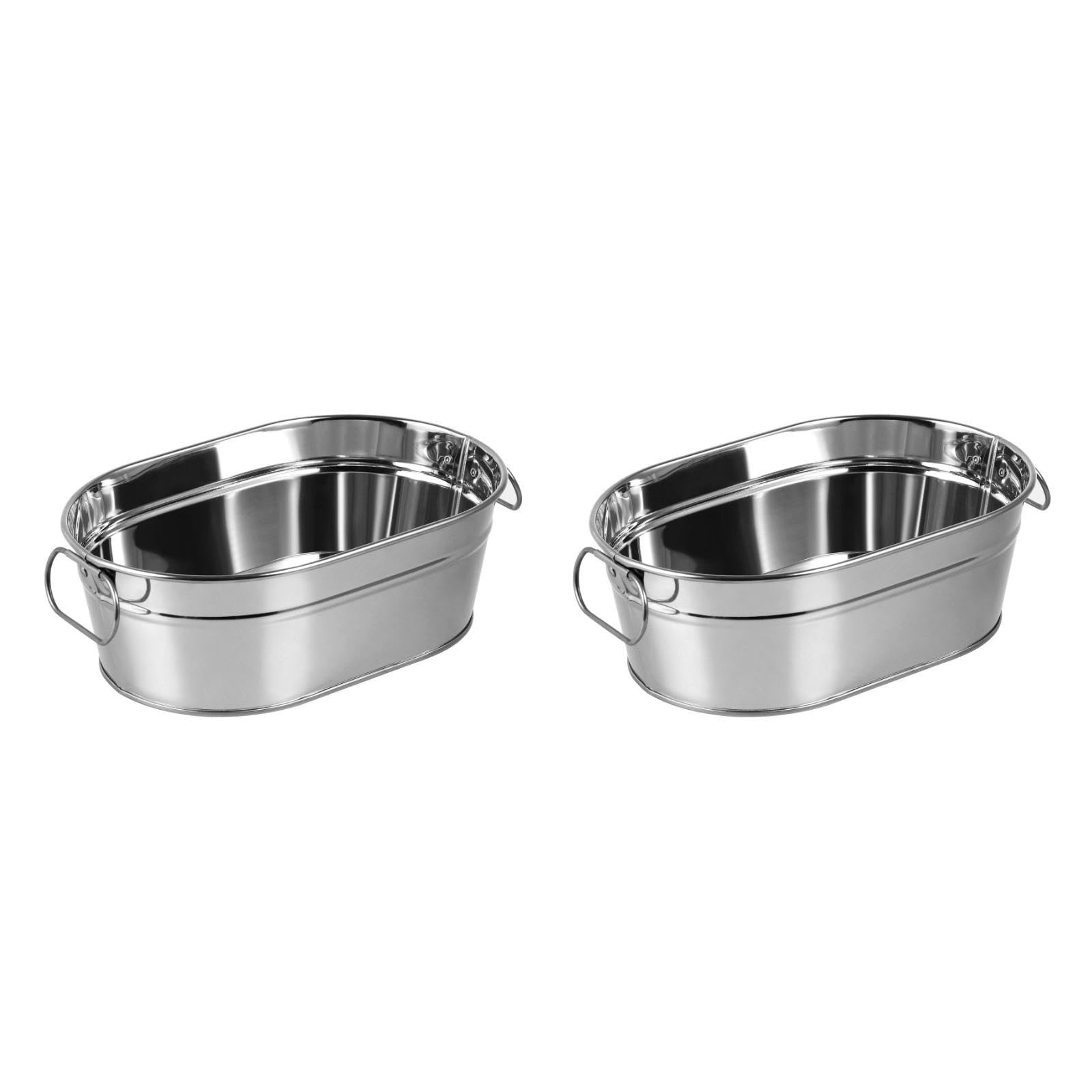 Happyyami 2pcs Ice Buckets for Parties Tin Bucket Ice Galvanized Bucket Tub Metal Beer Buckets for Bars Stainless Steel Drink Tub Container Wine Portable Drink Chiller for Seafood Fried Chicken