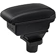 Olyrol for Toyota Yaris Hatchback Vitz Armrest 2006-2011 Car Arm Rest Center Organizer Console Storage Box Retrofit Parts Accessories with 3 USB Port Black Leather