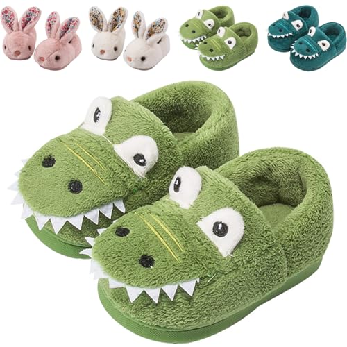 OWIF Kids Toddler Slippers Boys Girls Dinosaur Bunny House Shoes Non Slip Warm Soft Winter Fuzzy Indoor Slipper