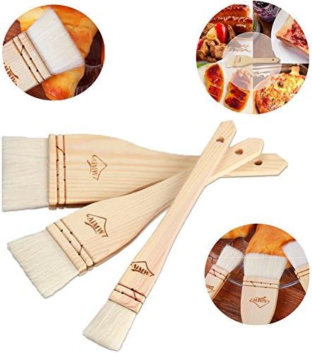 Bakeware Baking BBQ Wool Brush Wooden Handle Cake Bread Barbecue Oil Butter Wool Brush Tools Set of 3PCS (WOOD)