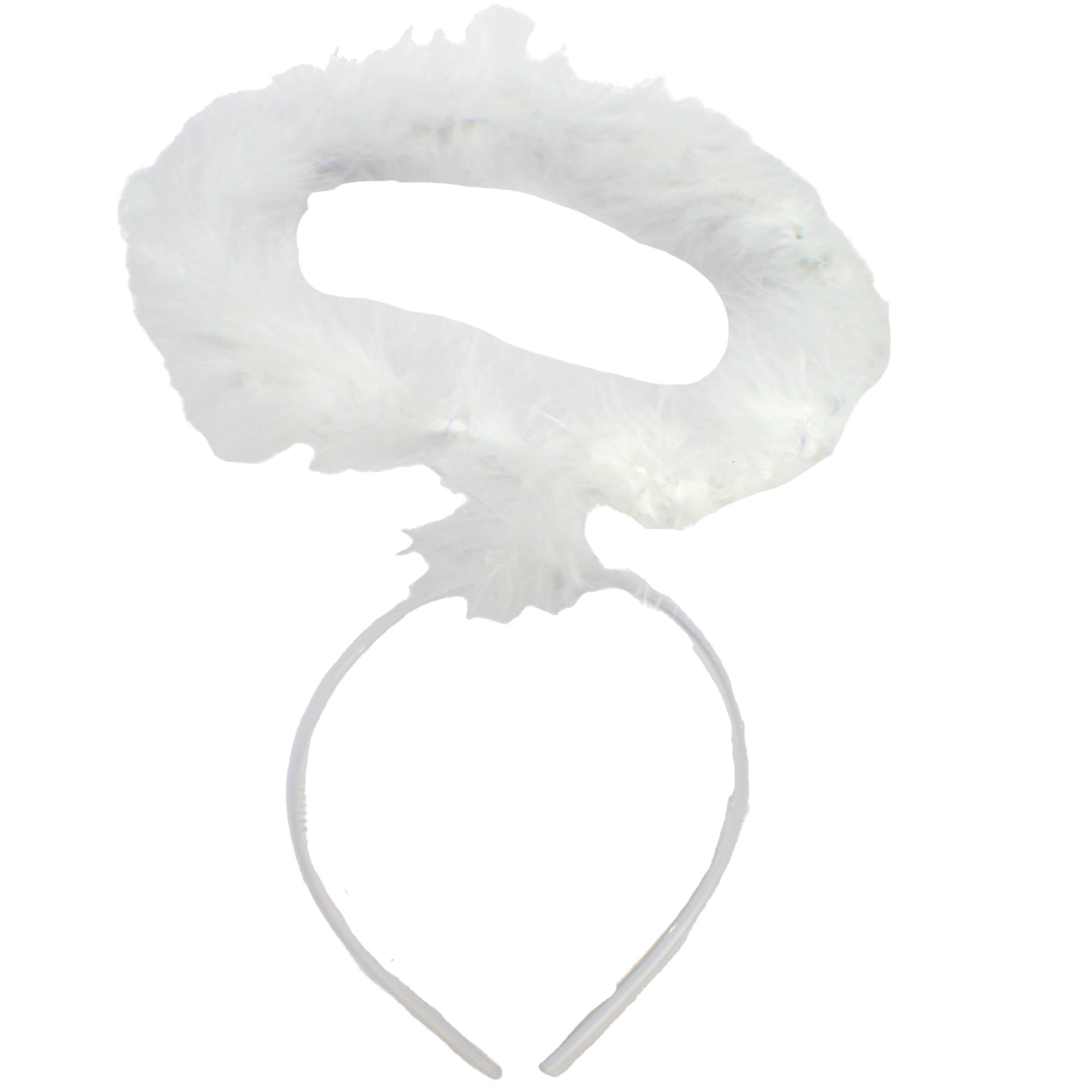 Topkids Accessories Angel Halo - Christmas Headbands for Adults, Complement for Angel Costume, Kids Fancy Dress, Nativity Halloween Costume Addition, Dress Up Party - White Feather — image 1