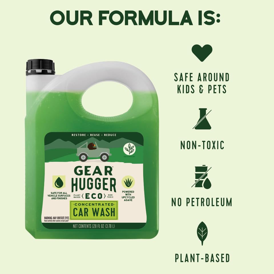 Gear Hugger Car Wash Soap Gallon 128oz - Eco-Friendly Biodegradable Cleaner with Saponins & Eucalyptus for All Vehicles
