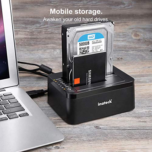 Hard Drive Dock, Inateck USB 3.0 to SATA Dual Bay External Hard Drive Docking Station for 2.5 or 3.5 HDD, SSD with Hard Drive Duplicator and Cloner Function, Support 10TB, FD2002 - Thumbnail 5