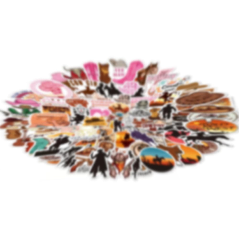 Photo 1 of 100PCS Cowboy Stickers, Country Western Cowgirl Decals Vinyl Waterproof Stickers for Water Bottle Laptop Luggage Helmet Skateboard Snowboard Guitar Scrapbook Phone Gifts for Teens Girls Kids Adult