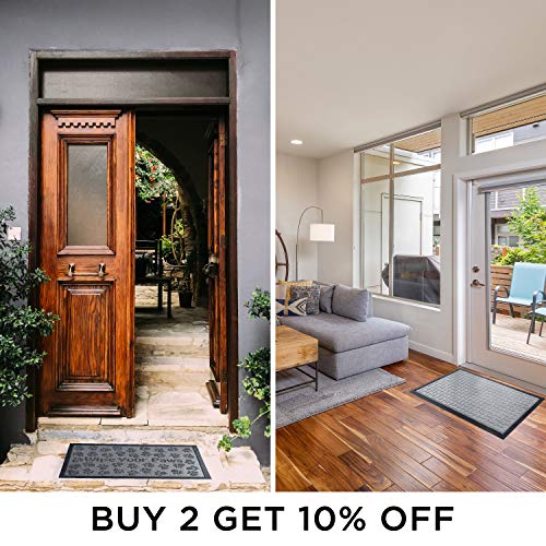 Extra Durable Door Mat Outdoor/Indoor - Non-Slip Entry Door Mat (30 x 18) - Easy Clean Front/Back Door mat - Rubber Doormat Outside Inside - Dog Pet Mat Rug - Waterproof Floor Mat - Entryway Rug