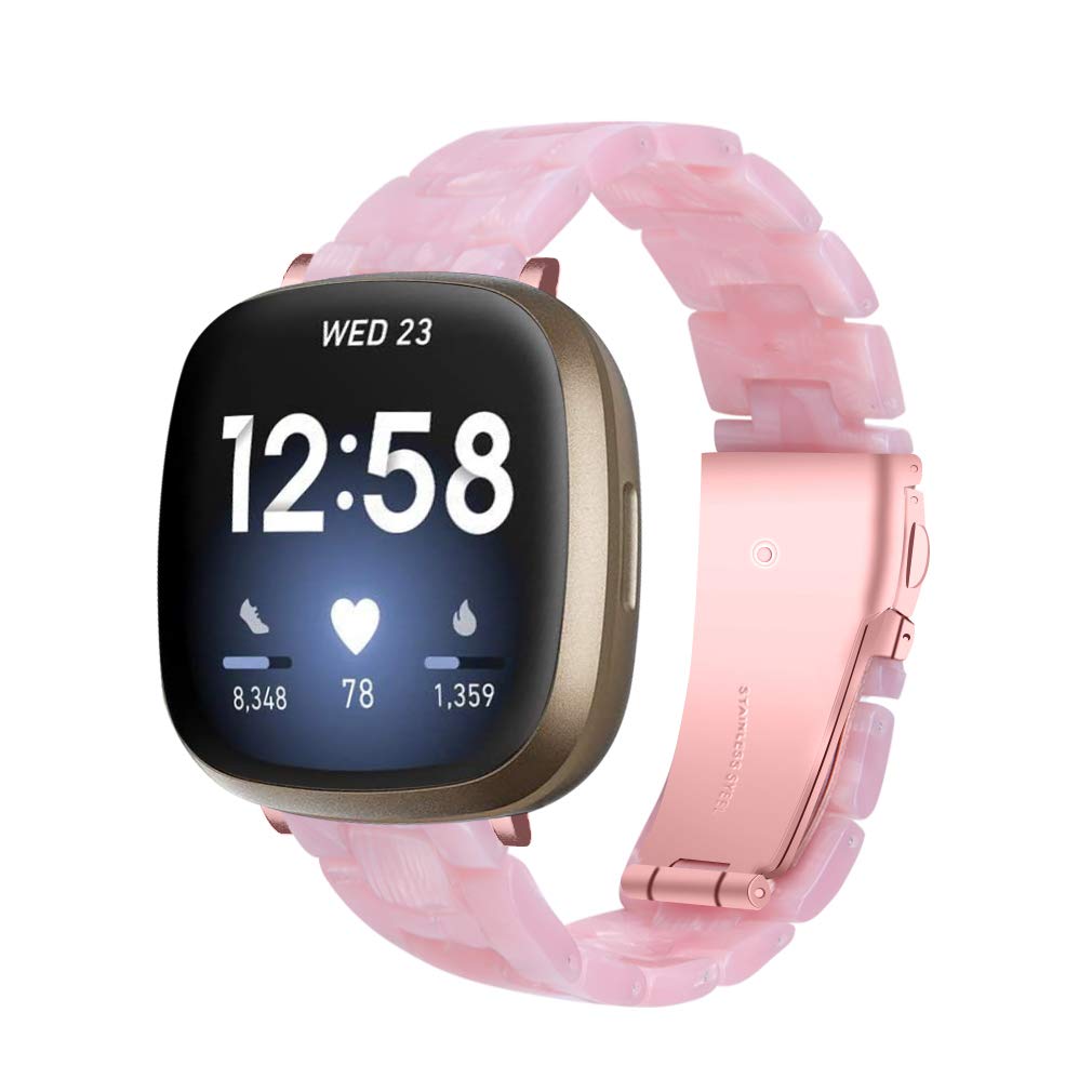Chofit Straps Compatible with Fitbit Versa 4/Sense 2 Strap, Adjustable Resin Replacement Wristband Band Bracelet for Versa 4/Sense 2 (Pink)