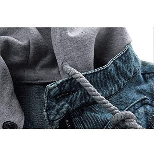MODOQO Men's Hoodies Long Sleeve Washed Denim Jackets Warm Jeans Coats Outwear (Blue,3XL)
