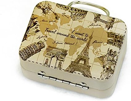 Baidercor 3" X 1" X 2" Portable Suitcase Tin Candy Favor Box Tourist Attractions 6 Pcs