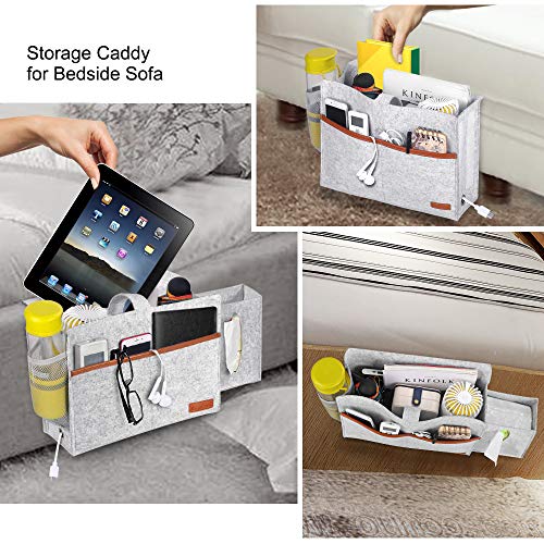 SIMBOOM Bedside Organizer, Felt Bed Storage Caddy with Tissue Box and