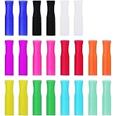 22Pcs Reusable Straws Tips, Silicone Straw Tips, Multi-color Food Grade Straw Tip Covers Only Fit for 1/4 Inch Wide(6MM Out diameter) Stainless Steel Straws by Accmor
