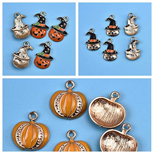 LANBEIDE 15PCS Assorted Charms Wholesale Mixed Halloween Alloy Charms Pendants for Jewelry Making and Crafting DIY Necklace Bracelet Earrings