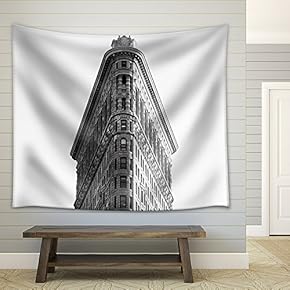 Black and White Photo of Flatiron Building,New York,USA - Fabric Wall Tapestry Home Decor - 51x60 inches
