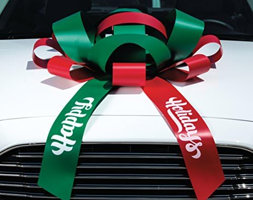 CarBowzBig Happy Holidays Car Bow, Giant 30" Bow, Non Scratch Magnet, Weather Resistant Vinyl (Red/Green)