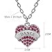 Dance Gifts Heart Pendant Necklace Women Girl - Charm Silver Jewelry Red Crystal