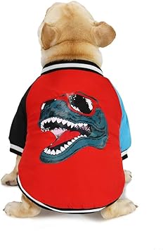 Amazon ペット服 秋冬 コート 犬猫用 小型犬 中型犬 暖かい ジャケット ドッグウェア お散歩お出かけ服 防寒 ファッション フレンチブルドッグ Yodqego 野球ユニフォーム 恐竜柄 かっこいい 綿服 ストリート系 ペット用品 ボタンコート レッド L ペット コート