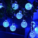 Qedertek Solar String Lights Outdoor,Bubble Globe Solar Lights 20foot 30 LED String Light Crystal Ball Lighting for Fairy Garden,Patio,Wedding,Party and Holiday Decorations (Blue)