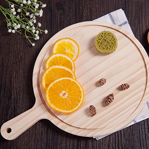 Wood Pizza Peel Pizza Paddle Spatula Round 12" Transfer Tray Baking Shovel Cake Lifter for Moving Pizza, Cookies Pie, Cakes, Bread