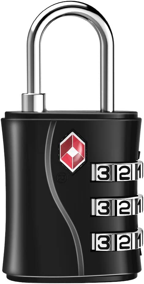 ZHEGE Suitcase Locks Combination, Travel Padlock, TSA Approved Luggage Locks for Suitcase, Backpack, Laptop Bag, Handbag and Tent Zippers, 3 Digit Padlock for Gym (Black)