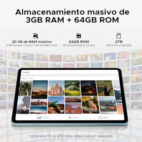 Tab A9 Android 16 Tablet 10 Inch Gemi AI, Unisoc T310, Kids Tablet 6580mAh, 20GB RAM/64GB ROM, 8MP Main Camera, Tablets Dual Speakers, Bluetooth 5.0, OTG, Jack 3.5mm, Face ID